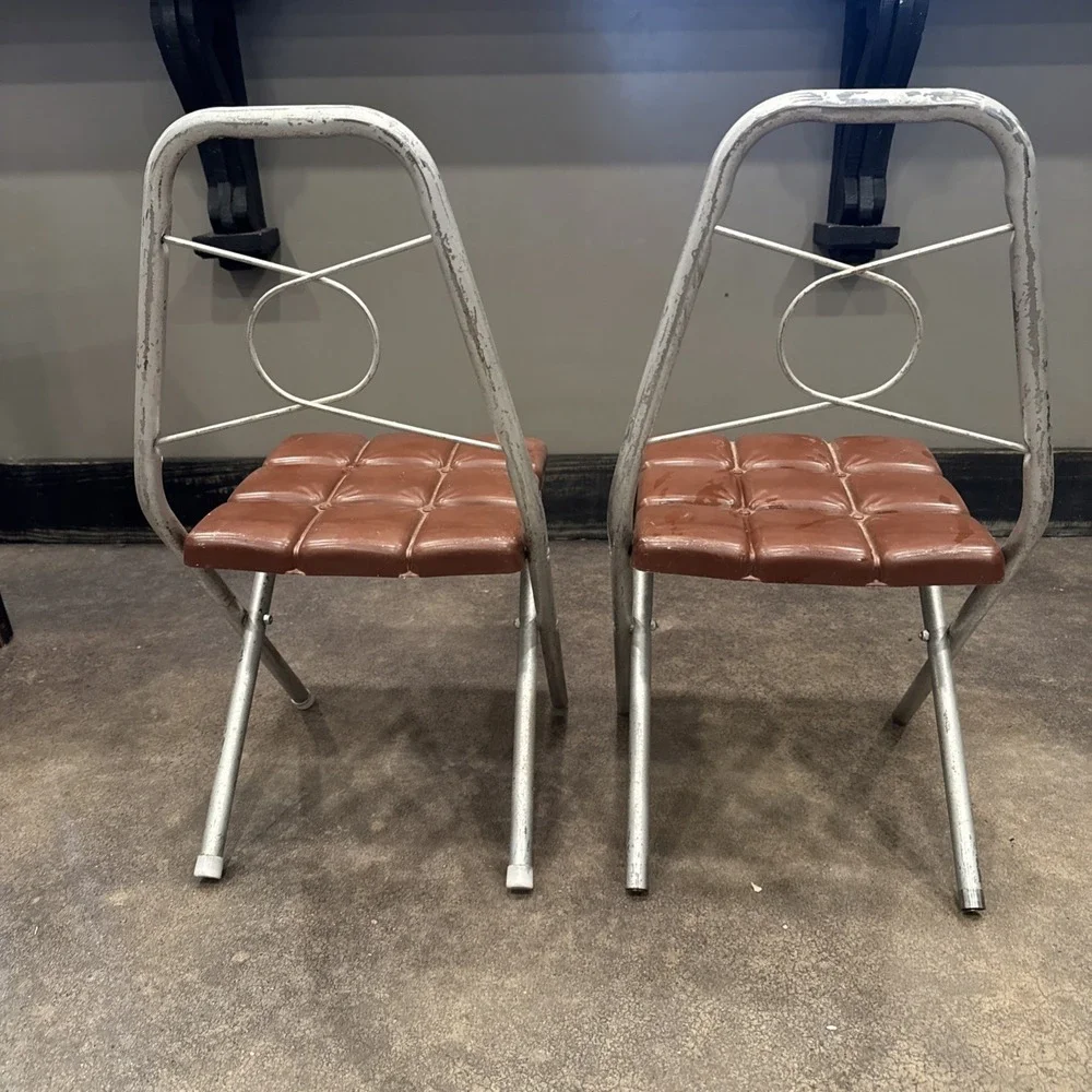 Two Vintage Kid's MCM Kidee Krome Children's School Chair Brown